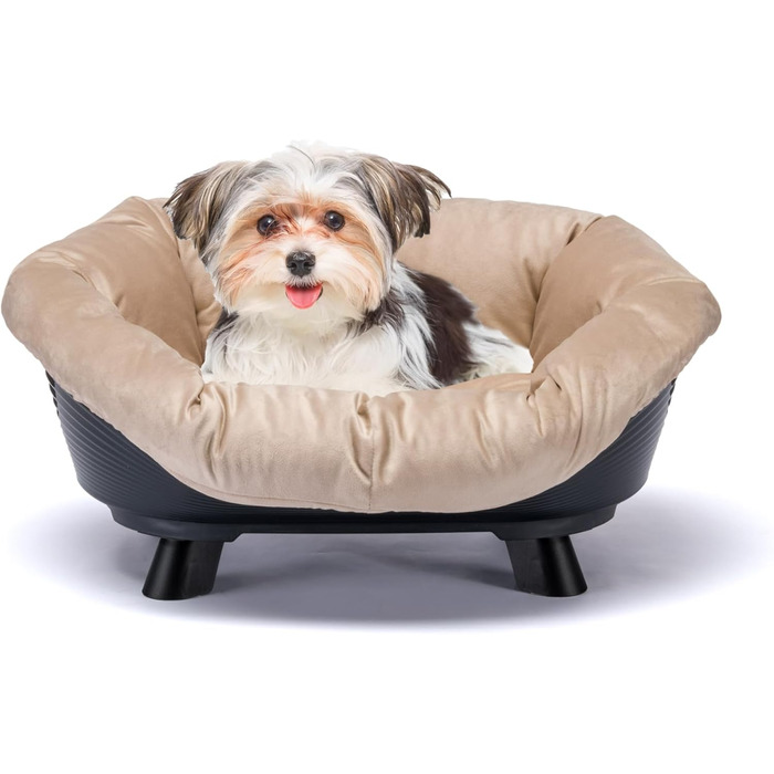 Підвищене ліжко для собак та котів Ferplast Throne, 64x48x29.5 см, чорне, з подушкою, миється, антиковзне, дихаюче