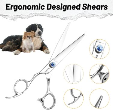 Професійна шерсть для собак 7 дюймів, японська сталь VG10, безшумна заточка, безпечна та гостра