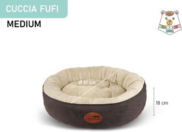 Кругле лежанка для собак та котів Fufi Beige, середній, 61 см - м'який, з антиковзаючою основою, знімний, для всіх сезонів