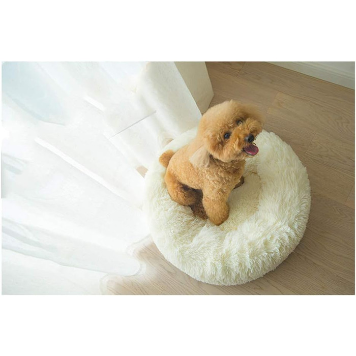 Кругле ліжко для собак великого розміру з двостороннім подушкою M~XXL, для дому та на вулицю, миється та водонепроникне (80x80 см, білий)