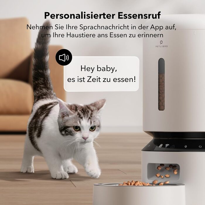 Автоматична годівниця для котів і собак PETLIBRO 5 л з Wi-Fi, керування через додаток, 5G, датчик рівня корму, захист від блокування, до 10 годувань на день, запис голосу, з мискою з нержавіючої сталі, нова модель