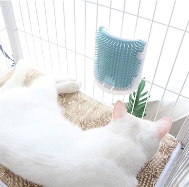 Щітка для котів, щітка для котячого клітки, самостійна щітка для муркотіння котів, ідеальна для довгошерстих та короткошерстих котів, приємна для догляду, косметична щітка, масажер (Колір: ) (Синій)