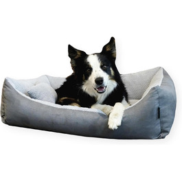 Квіткове ліжко для котів та собак 4L Textil Teo: м'яке, зручне, миється, 60x40 см, сірий колір