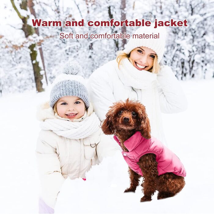 PETCUTE Тепла куртка для собак на зиму, водонепроникна жилетка для великих собак, зручна та стильна, для холодної погоди (XS, Рожевий)