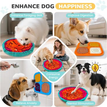 Нюхальна килимок для собак великих порід та силіконовий килимок для ласощів, інтерактивна іграшка-головоломка, щоб собака був зайнятий, розвиваюча нюхальна килимок для повільного годування. В комплекті: 1 великий (76,2 x 45,7 см) + 1 маленький (20,3 x 20,
