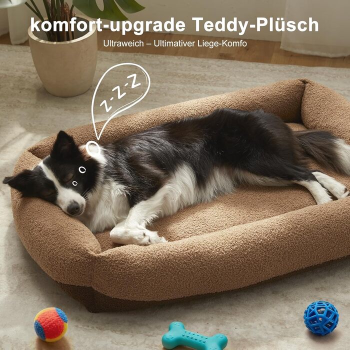 Крісло-лежанка для собак великих порід, XXL, коричневе, знімний чохол, неслизьке, з підголовником, 106x76x20 см