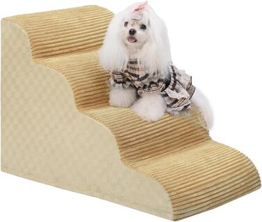 Сходинка для собак 4-ступенева, Khaki, 49.5 см, з високощільним пінополіуретаном, для диванів