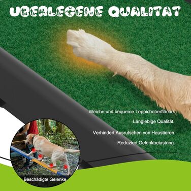 Рампа для собак, сходинки для тварин: пластикова рамка з штучним газоном, протиковзка, 156 x 40 см