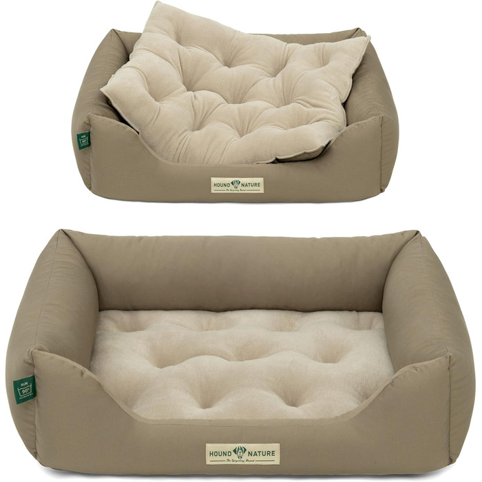 Ортопедичне собаче ліжко HOUND & NATURE Zürich S (75x60 см, Taupe) | М'яке, кудлате, з можливістю прання