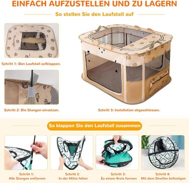 Портативний вольєр для цуценят та котів ALLSOPETS, XXL, для дому, вулиці, подорожей, з сумкою