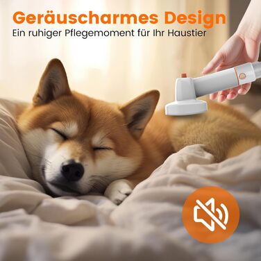 Машина для стрижки собак AIRROBO з пилососом 12000 Pa, щітка для видалення шерсті для собак і котів, тиха машинка для стрижки собак з інструментами для догляду, контейнер для пилу 1.4L, PG10 Білий