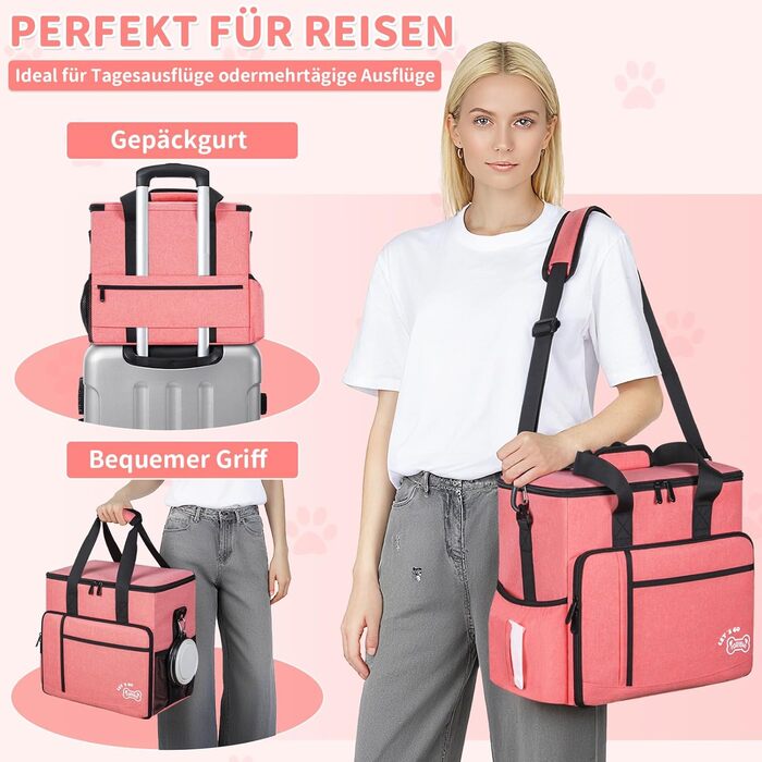 Сумка для ласощів для собак на 25L з регульованим плечовим ременем. Ідеальна для подорожей та прогулянок. Рожева сумка для собак.