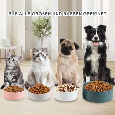 Керамічна миска для собак - неслизька, для маленьких та середніх собак, для води та корму. Керамічна миска для котів. Біла, 15 см, 720 мл