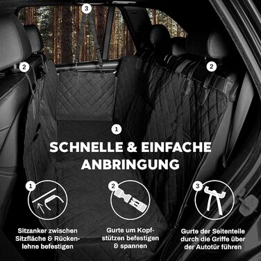 Захист для заднього сидіння автомобіля для собак Hainberger: водовідштовхувальний, стійкий до подряпин, з боковим захистом та оглядовим вікном, 137x147 см
