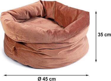 Корзина для кота Lotte Fluco, оксамит, рожева, 45x45x35 см