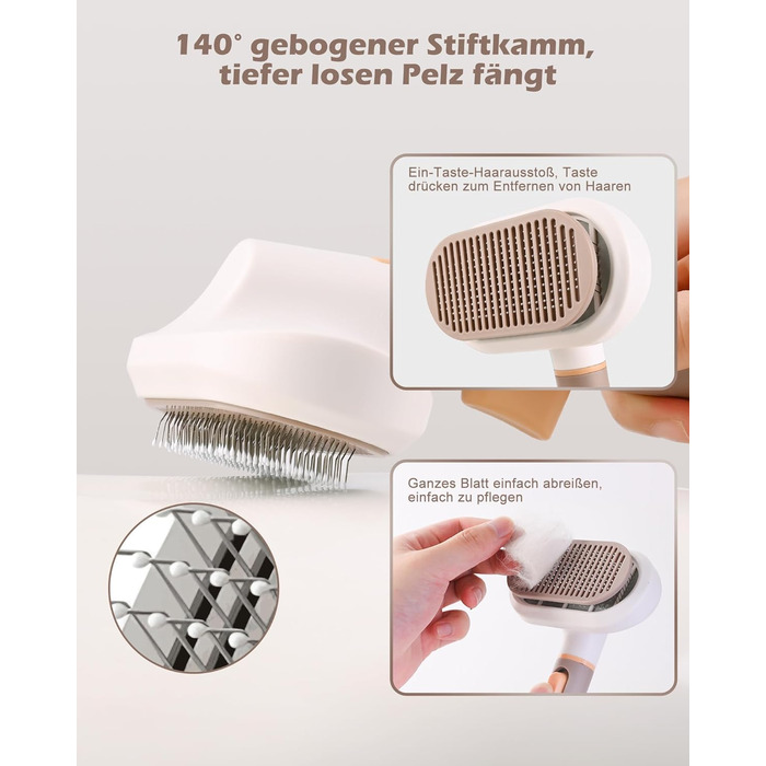 Універсальна щітка для котів та собак з довгим хутром, самоочисна, з нержавіючої сталі, для видалення шерсті та розплутування, з масажними щетинками, зняття шерсті одним натисканням