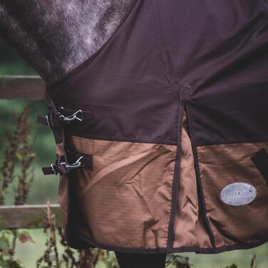 Кінська попона eQuitack 1200 Denier водонепроникна з флісовою підкладкою, сіро-коричнева, 155 см