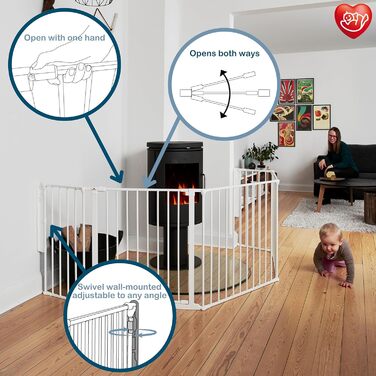 Захисне бар'єр BabyDan Flex XXL, 90-350 см, чорний, датського виробництва - для каміну, сходів, поділу кімнат, безпеки дітей та тварин