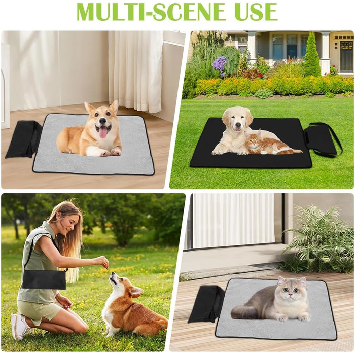 Водонепроникний килимок для собак та котів 100x70 см (Чорний) - м'який, зносостійкий, для подорожей
