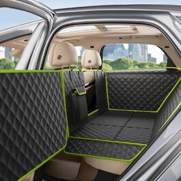 Плед для собак у машину Pecute з жорсткою основою, 136x60 см, захист сидіння, водовідштовхуючий, анти-царапин, для собак до 150 кг, чорний з зеленим кантом