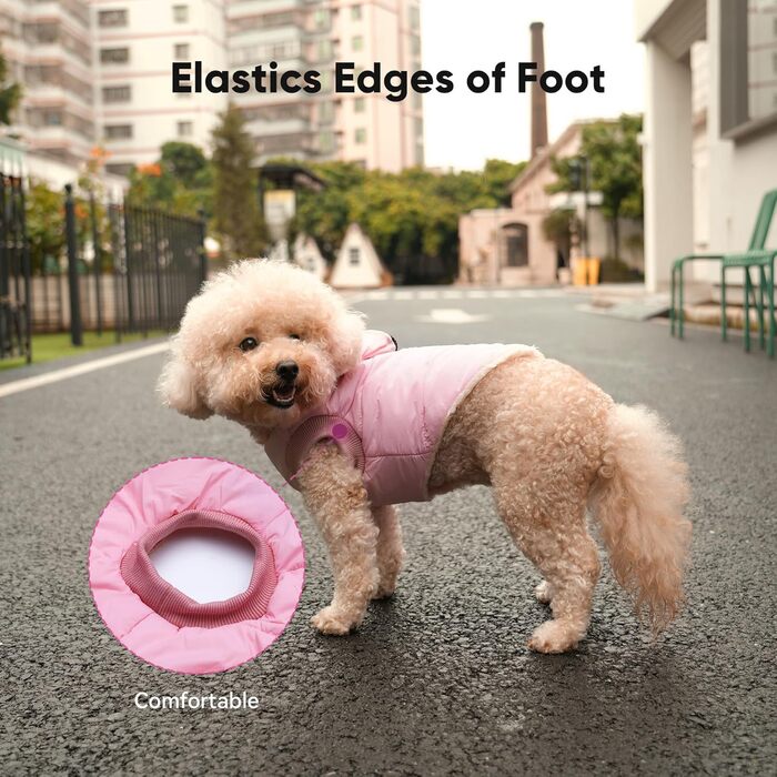 Теплий пуловер для собак Vecomfy з інтегрованим шлейкою, рожевий, XS (для маленьких собак та цуценят)