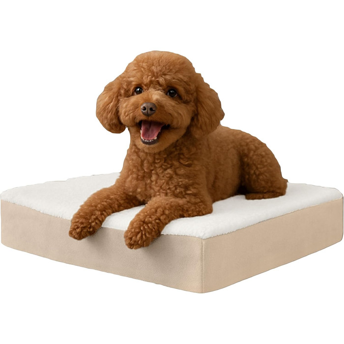 Ортопедичне ліжко для собак Petmaker, 2-шарове, з піною з пам'яті, для великих собак до 45,4 кг, розмір 51x38x10 см, знімний Sherpa-чохол, машинне прання