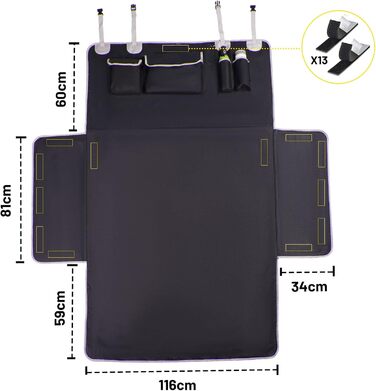 Захист для багажника авто для собак, SUV, чорний килимок, вологостійкий, універсальний, 205x115 см