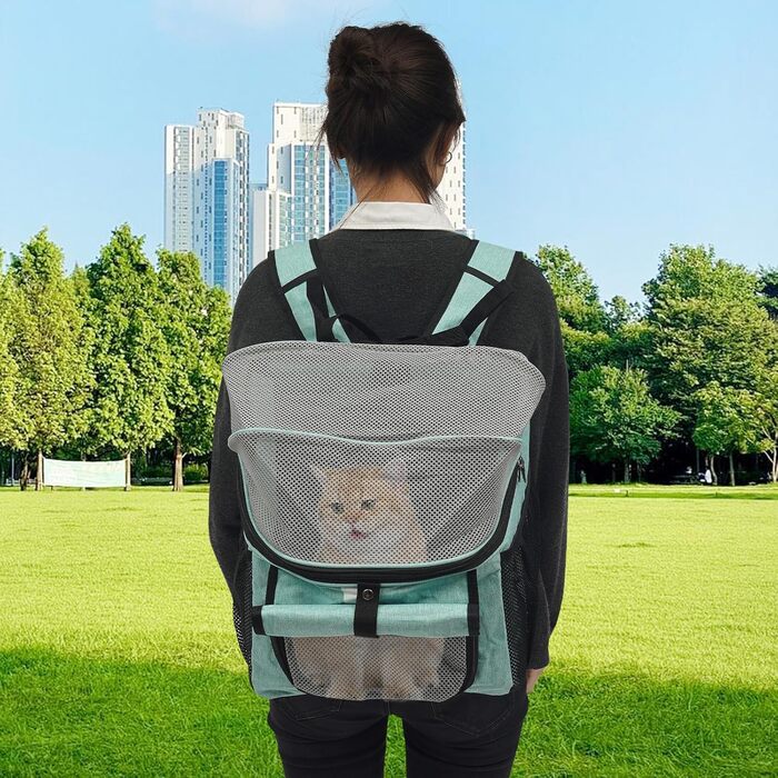 Складаний велосипедний кошик для собак та котів, дихаючий, з трьохшаровою сіткою, портативний, синього кольору