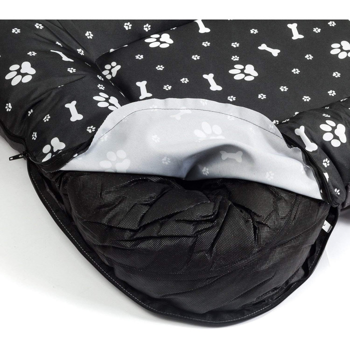 Водонепроникне лежанка для собак, лежанка-матрац з Codura, великі породи, чорний колір з білим візерунком, розмір XL (105 x 85 см)