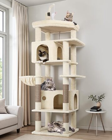 Комплекс для котів Globlazer Kratzbaum Beige 188 см з 2 будиночками, платформами та іграшками