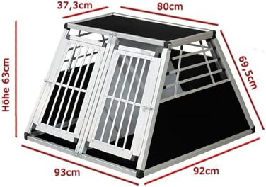 Транспортна переноска для собак Transportbox N73 з алюмінію, 92x93x63 см, з перегородкою та аварійним виходом, для безпечного транспортування в авто