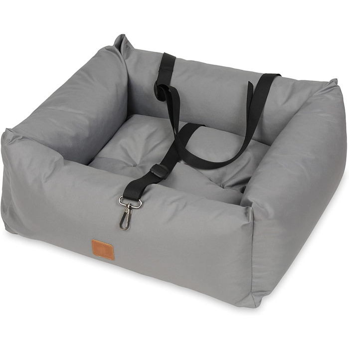 Автокрісло для собак NYVIPet Julian 56x51 см - водовідштовхувальне, з повідком та кріпленням для авторемня - для маленьких собак. Максимальний комфорт, Oeko-TEX сертифікація (Сірий)