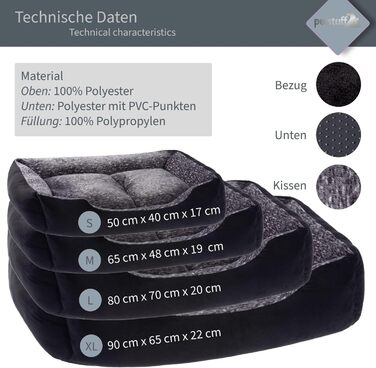 Крісло-ліжко для собак з знімним подушкою, можна прати, чорний колір, розмір M