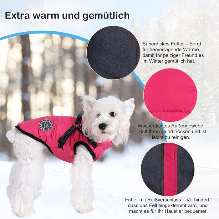 Зимова куртка для собак з наповнювачем та поясом - (XS, Кораловий)