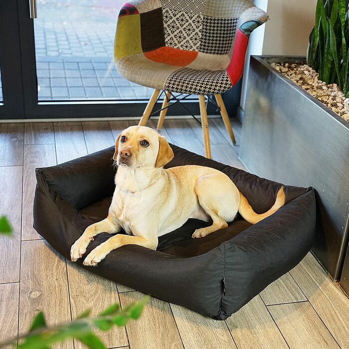 Водонепроникне собаче ліжко 4L Textil Koko для великих собак, корзина, знімний та пральний чохол, чорний (100x80 см)