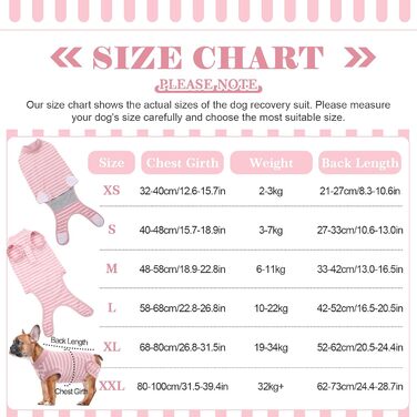 Одяг для собак після кастрації - Медичний боді для собак, альтернатива комірчику, для маленьких, середніх та великих собак, дихаючий, рожевий в смужку, розмір L