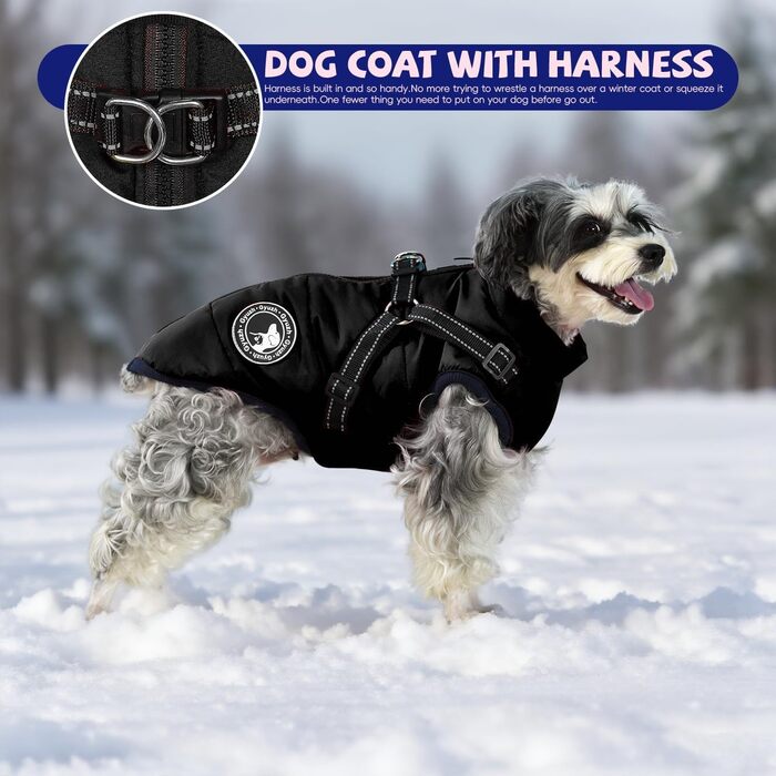 Водонепроникний зимовий одяг для собак з підстилкою - чорний, XXL (маленькі, середні, великі породи)