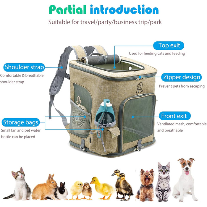 PETCUTE Рюкзак для собак і котів, складаний, з знімною підкладкою, дихаючий, з регульованими ременями, сумка для подорожей на відкритому повітрі (жовтий)