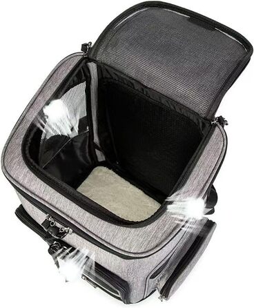 Рюкзак-переноска для котів RASTKY, складана переноска для тварин, міцна переноска для собак та малих тварин до 8 кг, ідеально підходить для відвідування ветеринара, прогулянок у парку, сірий (чорний) (сірий)