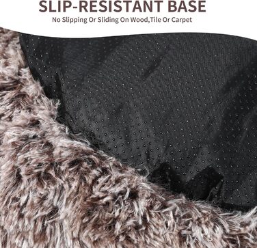 Кругле ліжко для собак та котів з капюшоном, плюшеве, гніздо, самонагріваюче, антистрес, велике (27.5'') коричневе