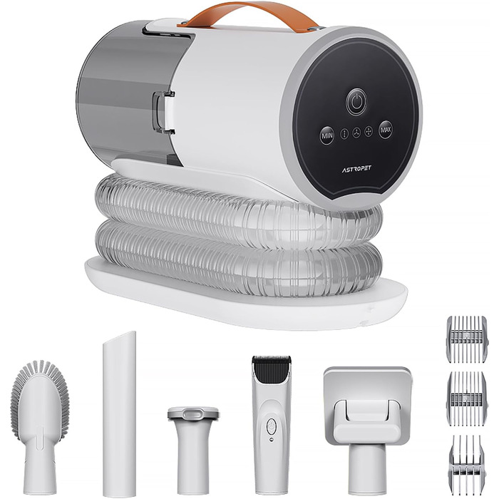 Електронська машинка для стрижки собак AstroPet з пилососом, тиха машинка для грумінгу з 5 насадками для собак та котів, контейнер для пилу 2 л