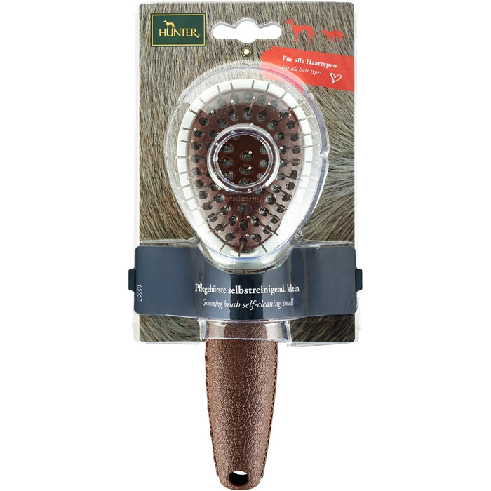 HUNTER SPA щітка для грумінгу самоочисна, для собак, 22,5 x 8,0 см, L, сіра / коричнева (19 см)