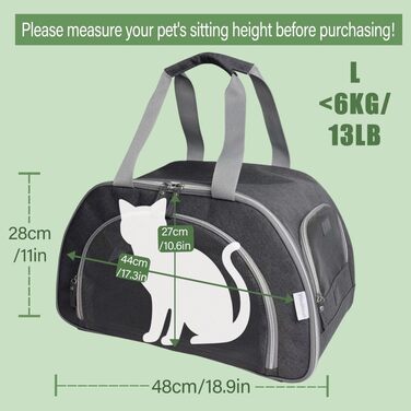 Розширювана переноска для котів – складана переноска для котів та маленьких собак до 6 кг, легка переноска, сумка для транспортування, дихаюча та компактна переноска, сірого кольору