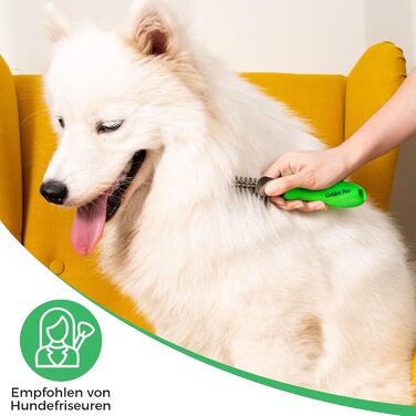 Гребінець-ентфілзер Golden Pets для собак і котів, для середньої та довгої шерсті, універсальний для малих і великих тварин, з заокругленими зубцями, у комплекті безкоштовний посібник з догляду