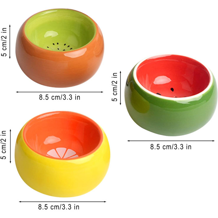 Набори мисок для хом'яків 3 шт. для карликових хом'яків, миски для їжі та води, запобігають гризіння, підходять для морських свинок, щурів, дрібних тварин. Кольори: зелений, жовтий, помаранчевий