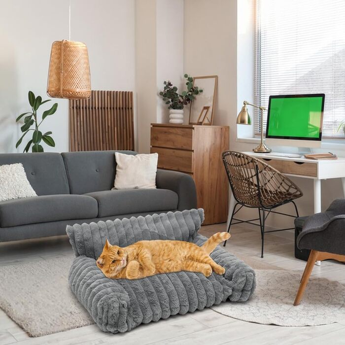 Миска-ліжко для собак і котів LOMUG: зручне, ортопедичне, миється, 60x45x20 см, сірий колір