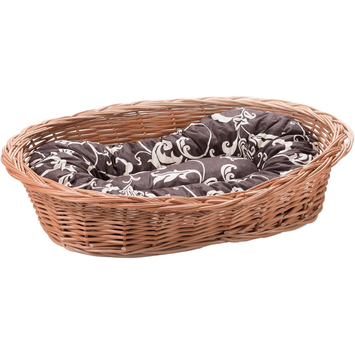 Вільхове ліжко для собак та котів - зручне та стильне, 58x42x15 см, коричневе з мереживом