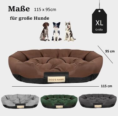 Ліжко для собак XL 115x95 см, коричневе, персоналізоване, вологостійке, миється. Для великих собак.