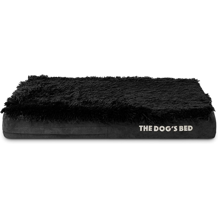 Ортопедичне ліжко для собак з Memory Foam, чорне штучне хутро, середнього розміру, вологостійке, знімні чохли