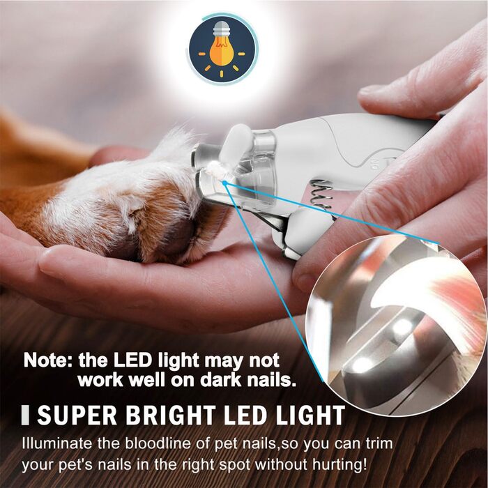Професійний триммер для нігтів домашніх тварин з LED-підсвічуванням: для собак та котів середніх та маленьких порід, з високоякісною заточкою та пилочкою